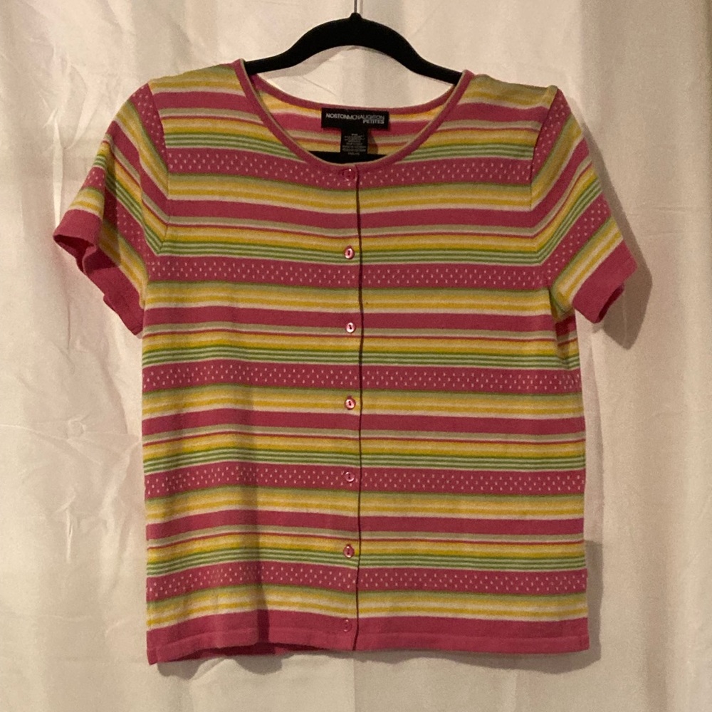 multicolored striped top